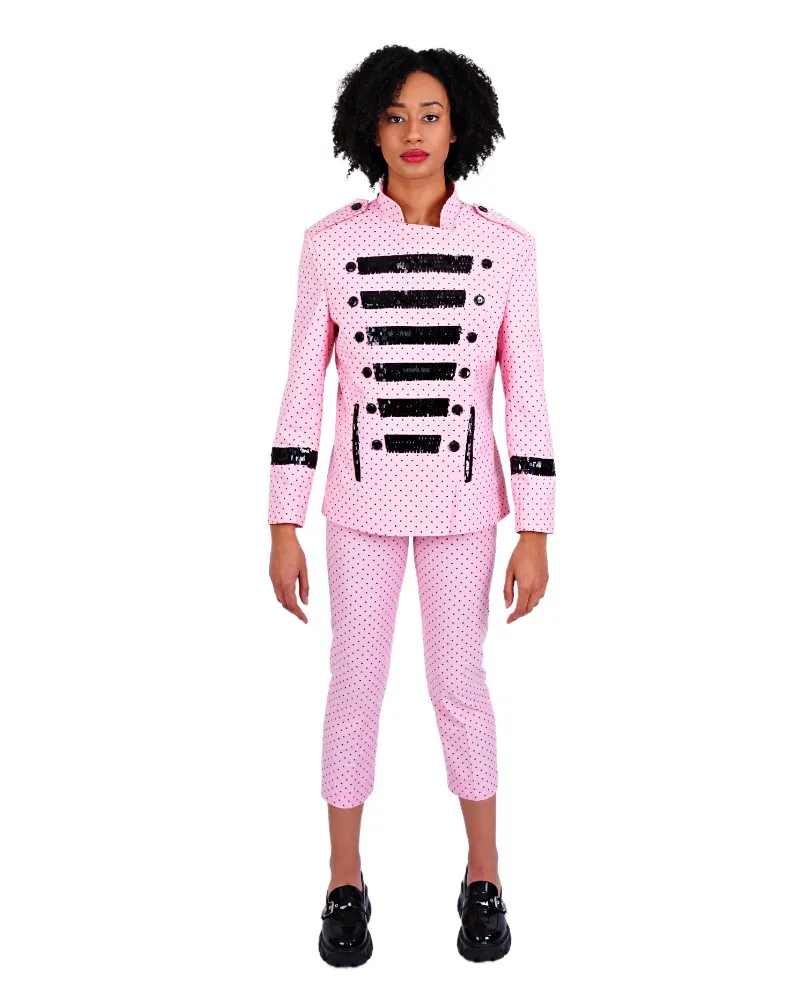 MAYA PINK POLKA DOT LADIES CUSTOM SUIT
