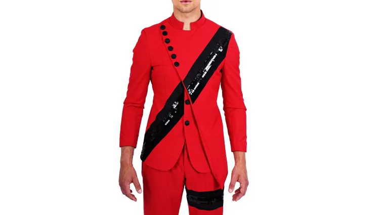 OBENTU FANCY STRIPE RED SUIT