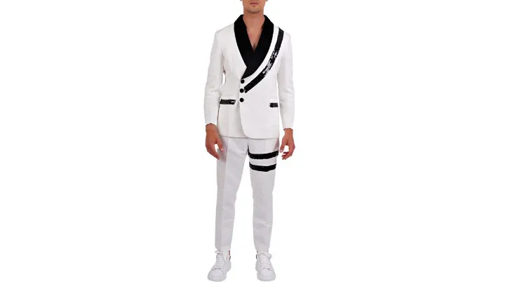POWEDER WHITE LINGHAM SIGNITURE STRIPE SUIT