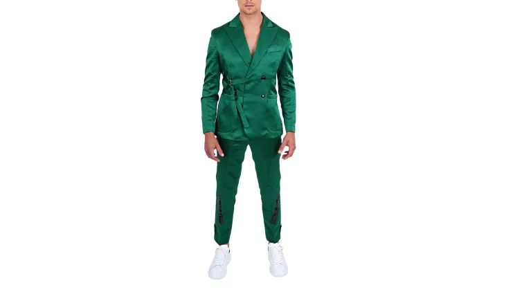 KEZIA GREEN SATIN TWO BUCKLE SUIT