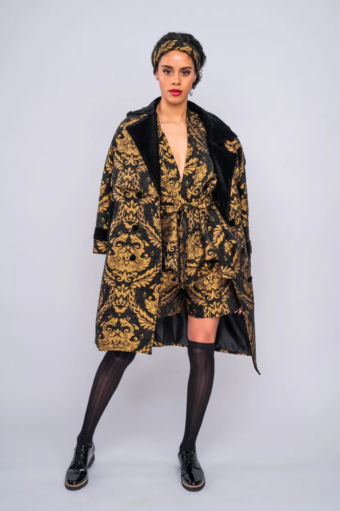 JOE MALAIKA PALACE PRINTED VELVET THREE PIECE