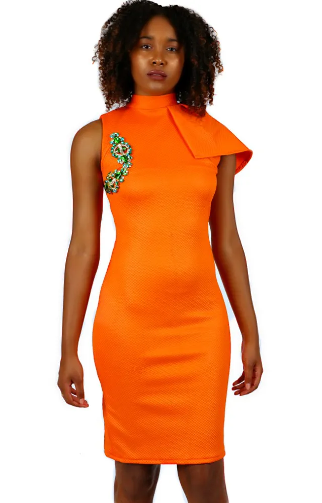 Princeton Orange custom evening one crystal dress