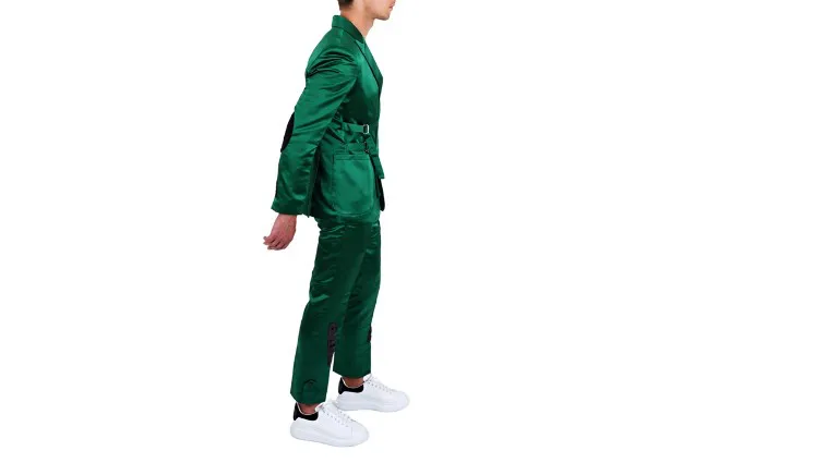 KEZIA GREEN SATIN TWO BUCKLE SUIT