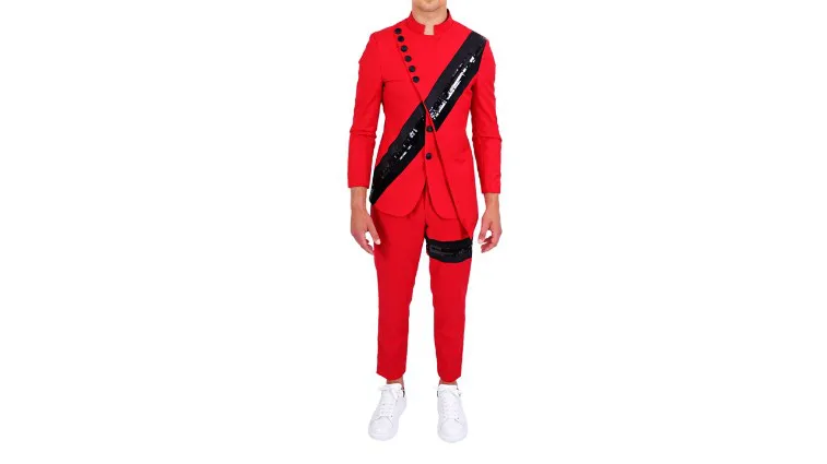 OBENTU FANCY STRIPE RED SUIT