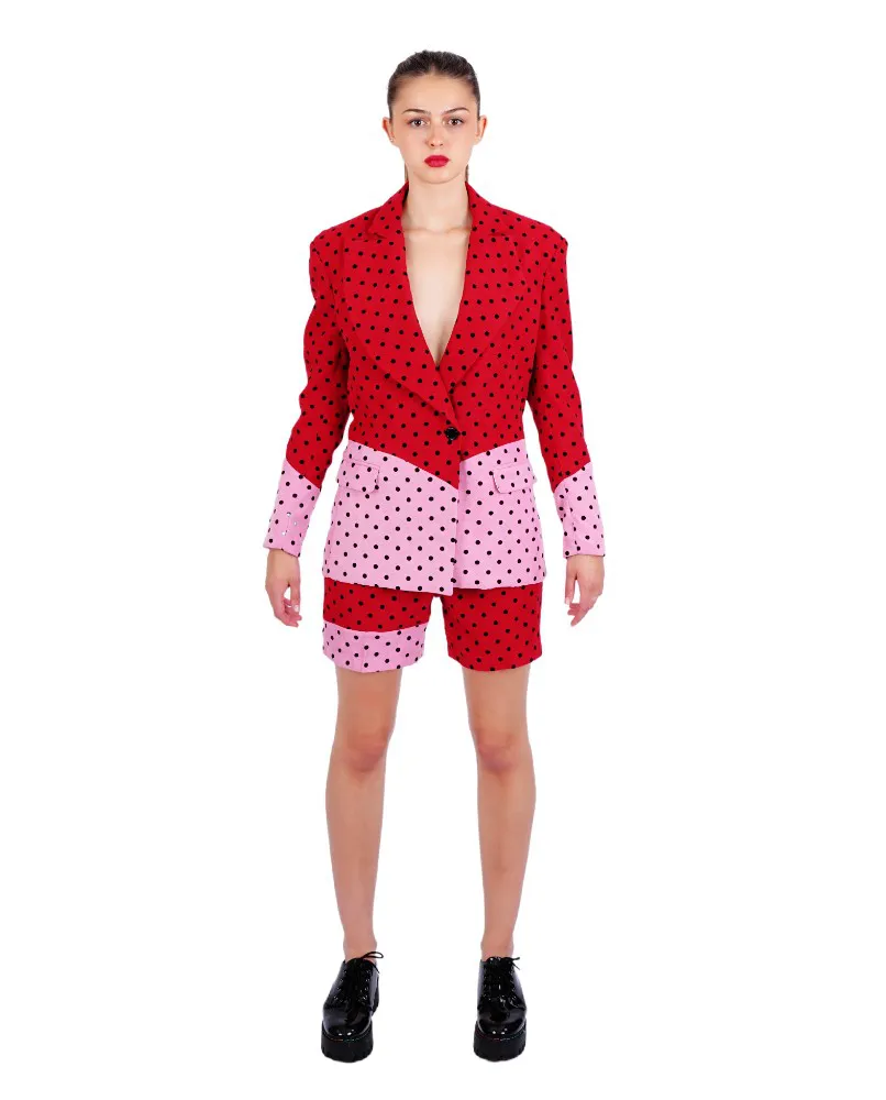 NAIRA ALI POLKA DOT LADIES SHORT THREE PIECE SUIT
